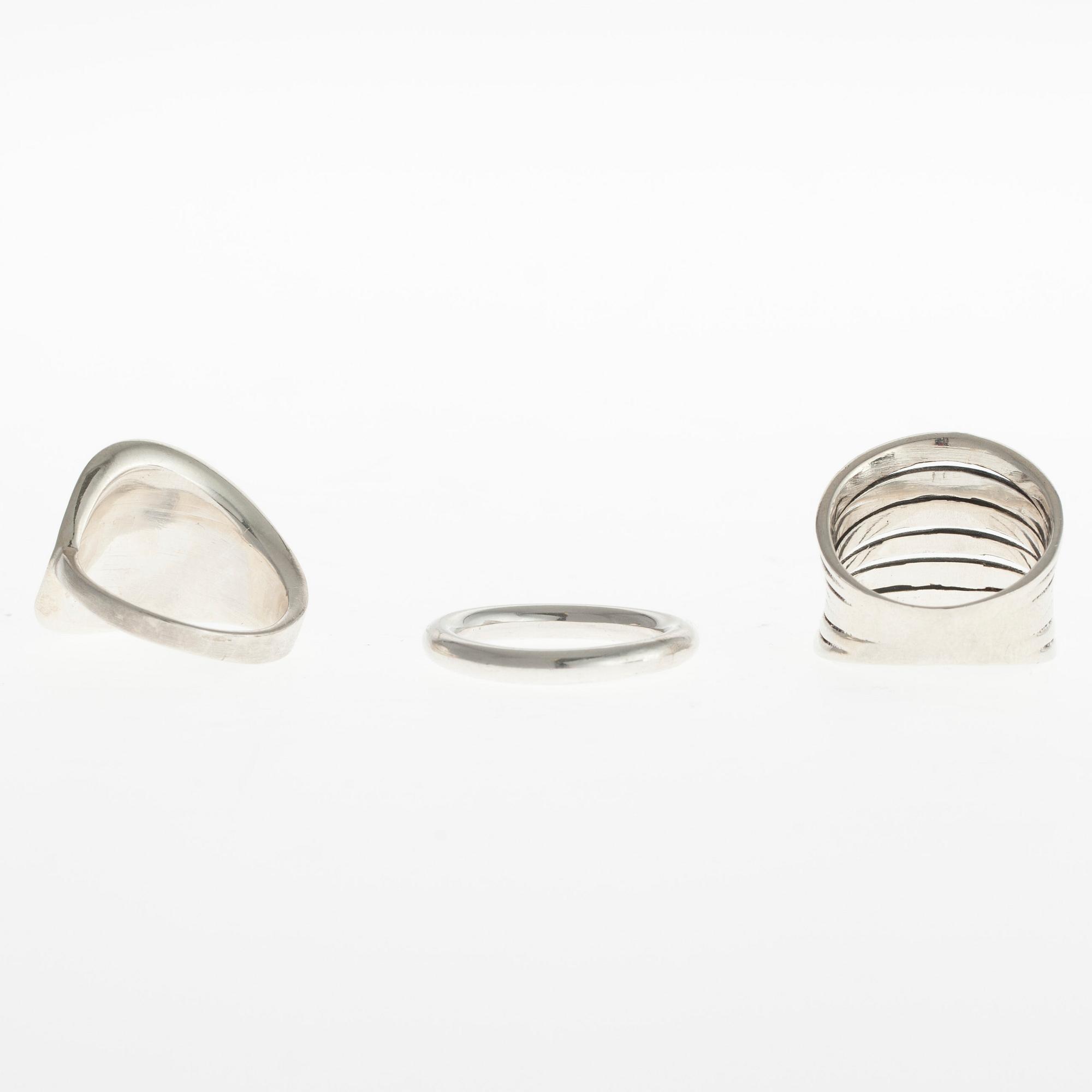 RINGAR, 3 st, sterling silver, bl.a. Jalo, 1900-talets slut.