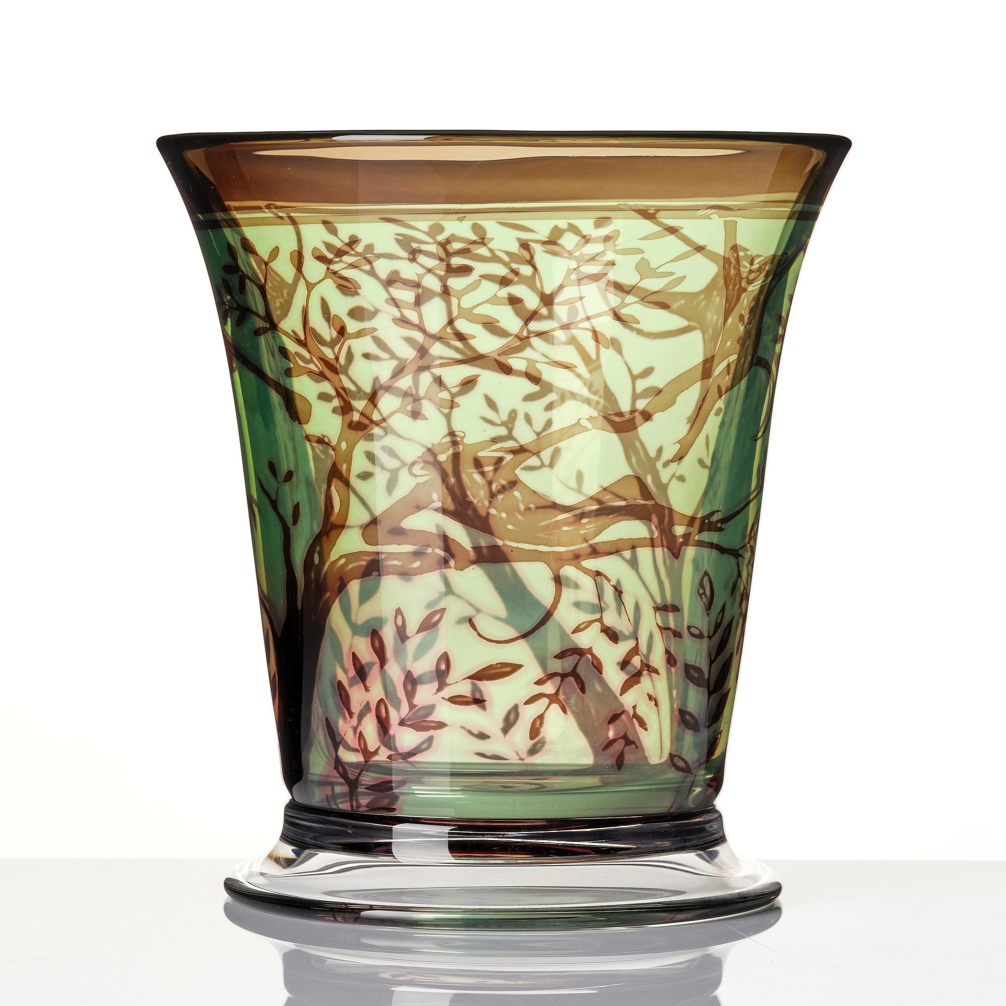 Gunnar Cyrén, a graal glass vase, Orrefors, Sweden, 1989.