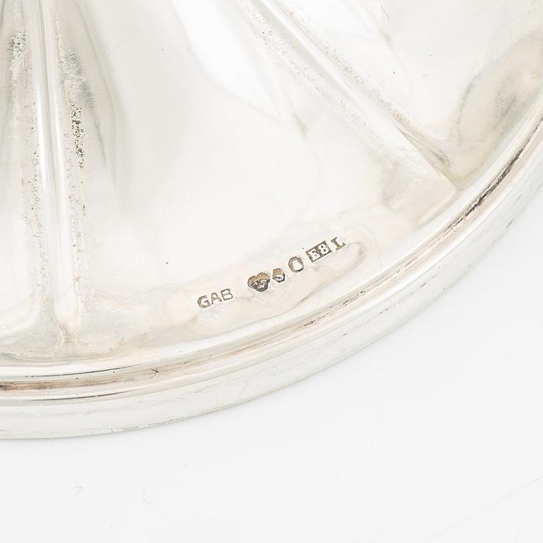 A pair of Swedish silver candelabra, mark of GAB, Stockholm 1931.