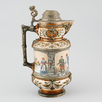 A majolica tankard from Rörstrand, made around year 1900.