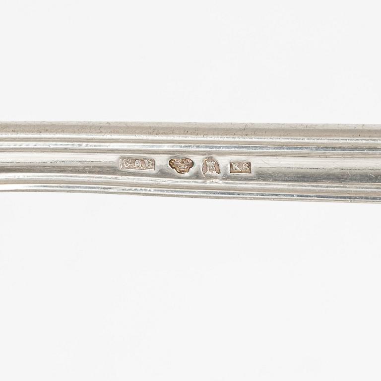 Serveringsbestick, silver, 7 st, varierande modeller, Sverige, Norge, & Danmark, mestadels 1900-tal.