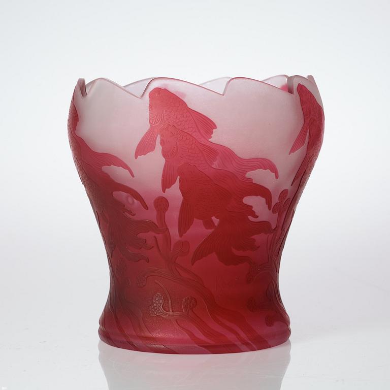 An Alf Wallander Art Nouveau cameo glass vase, Kosta circa 1909.