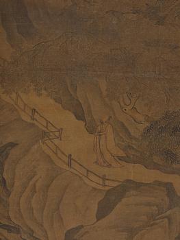 A Chinese scroll painting signed 瓮斋 Sheng Zhai, dated 1829.