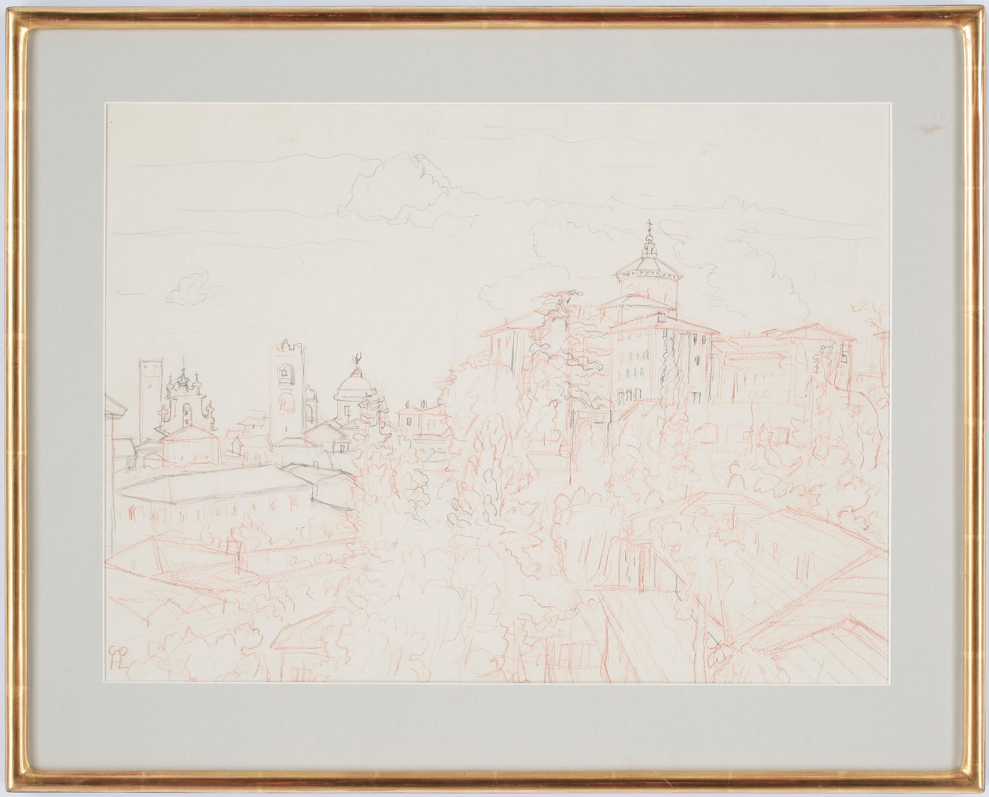 HILDING LINNQVIST. Krita och blyerts på papper. Sign m monogram.