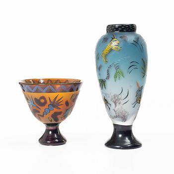 Ulrica Hydman-Vallien, konstglas, 2 delar, juvelglas, Kosta Boda.