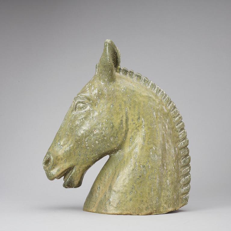 A Gunnar Nylund stoneware figure of a horse's head, Rörstrand.