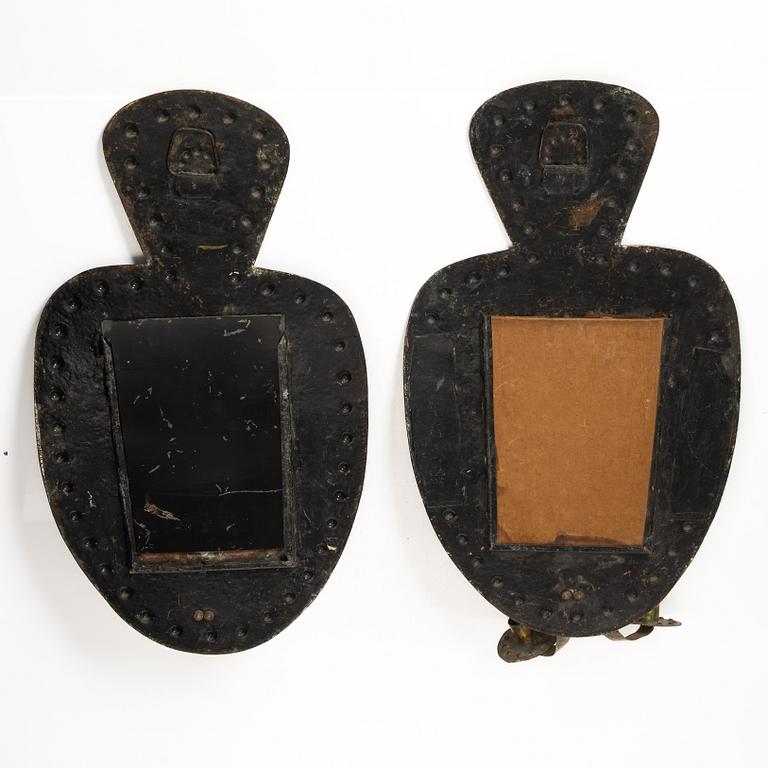 Ljusplåtar, ett par, omkring år 1900. Barockstil.