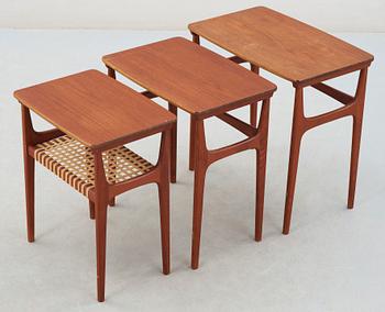 SATSBORD, teak och rotting, Heltborg Möbler, Danmark, No 15, 1960-tal. Brännmärkt.