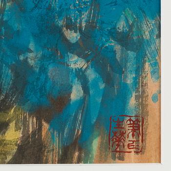 MÅLNING, av Gu Daming (1960-), signerad, berg och flodlandskap (shan shui).