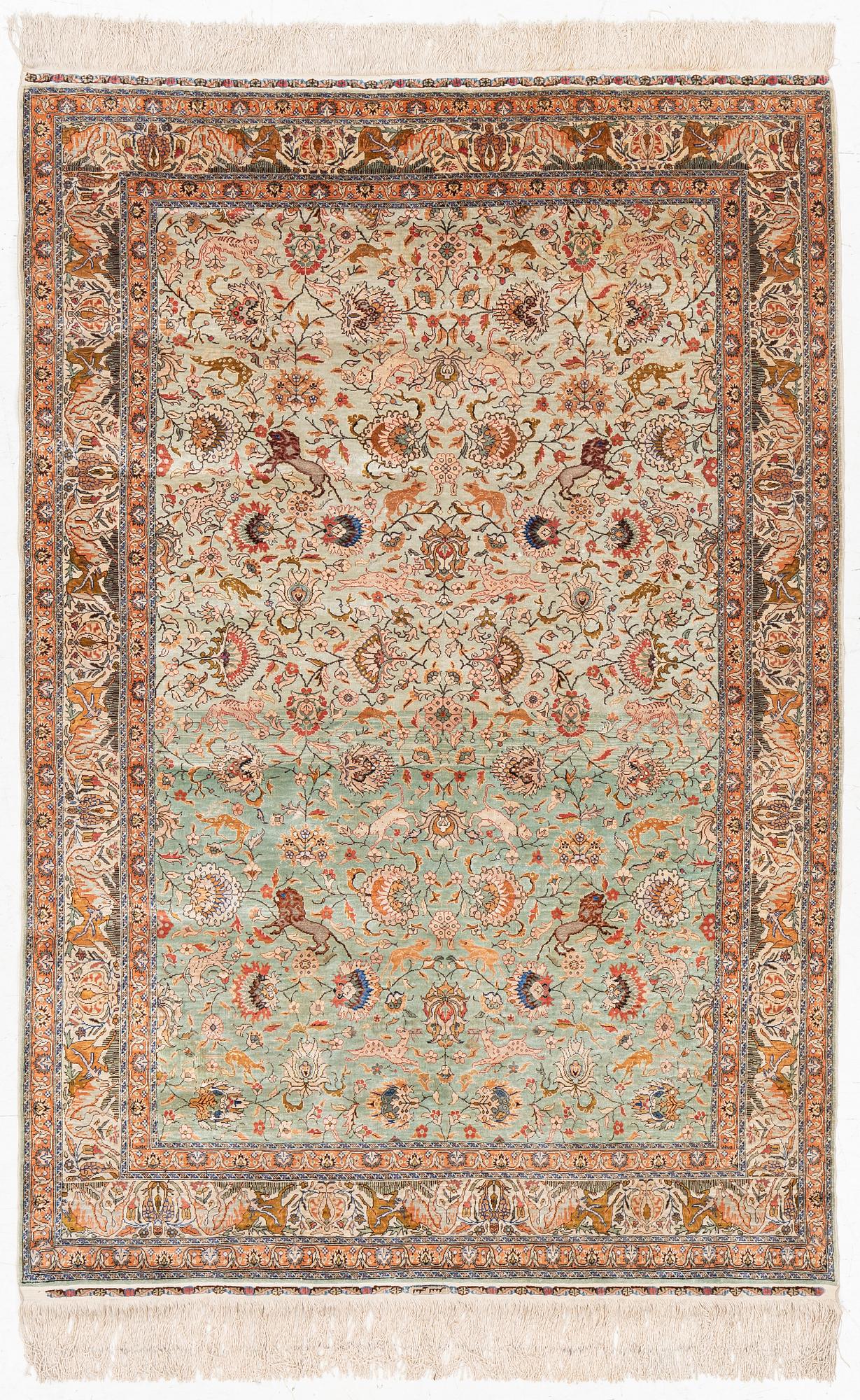 Matta, silke och metall Kayseri, Anatolien, ca 184 x 132 cm.