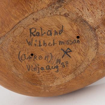 Roland Wilhelmsson, a wooden sculpture, signed and with pencil dated 1987.
