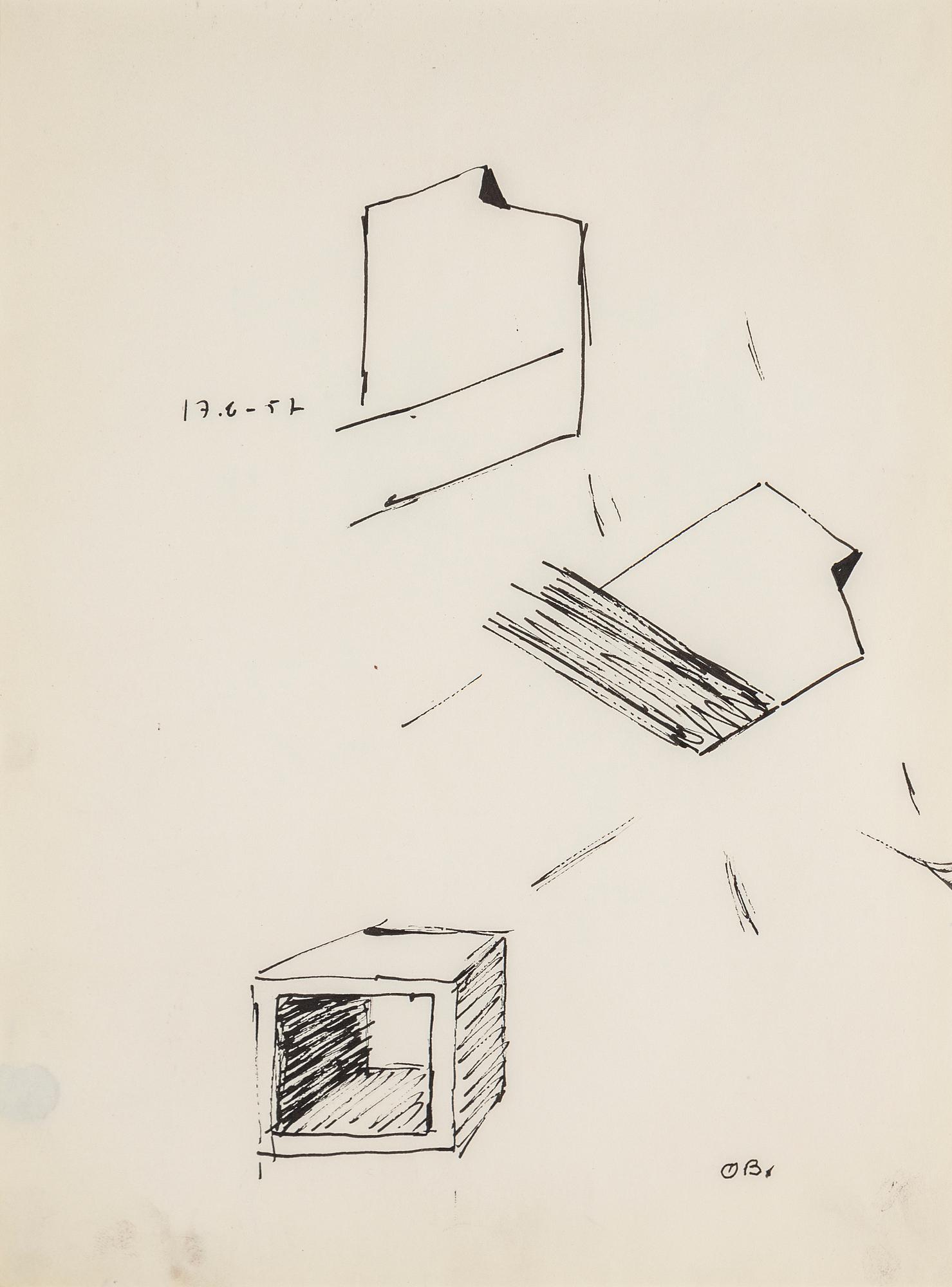 OLLE BONNIÉR, ink on paper, signed and dated 17.6-57.