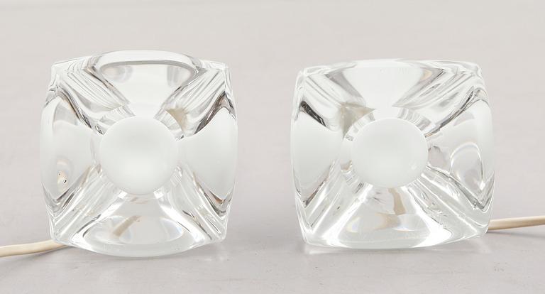 BORDSLAMPOR, 1 par, glas, Flygsfors, 1900-talets mitt.