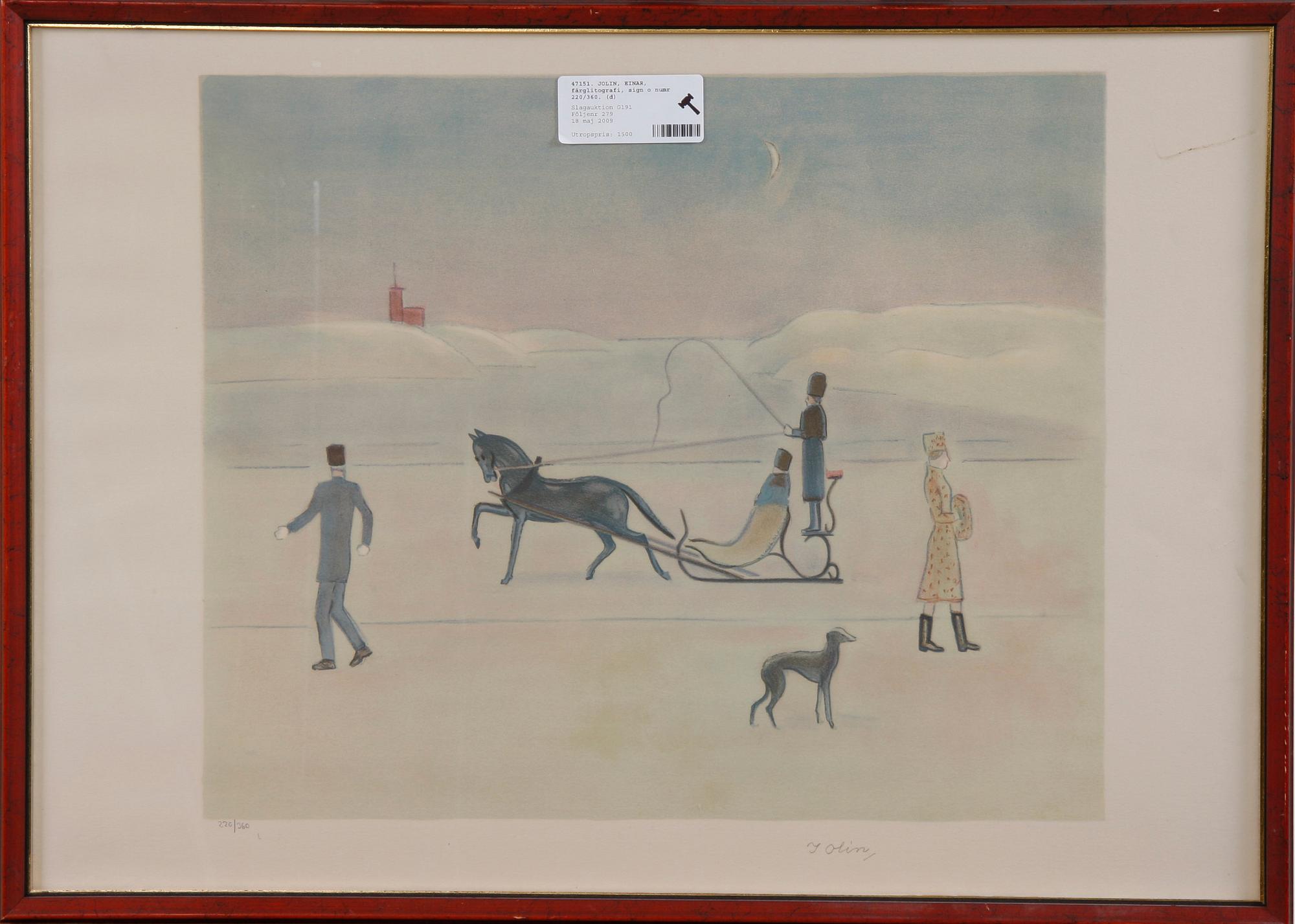 JOLIN, EINAR, färglitografi, sign o numr 220/360.