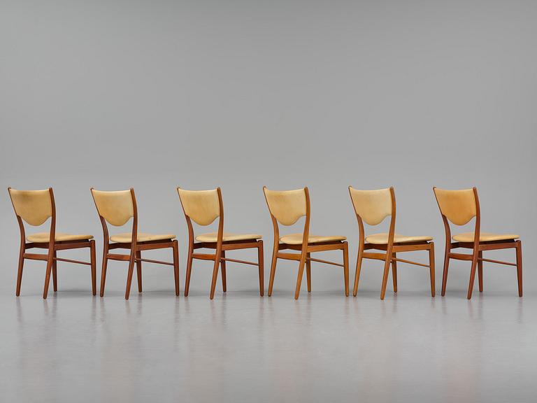 Finn Juhl, a set of six chairs and a pair of armchairs, model "Bo-63" and "Bo-72", Bovirke, Denmark, 1940s-50s.