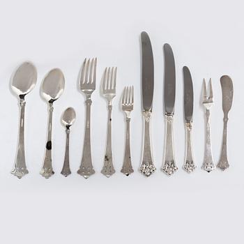 Theodor Olsen, cutlery set, 111 pieces, silver, model Anitra, in a case by master carver Emil Sandberg (1905-1998).