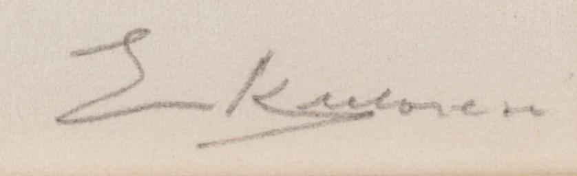 ERKKI KULOVESI, etsaus, signeerattu ja monogrammisigneerattu ja päivätty laattaan1925 .