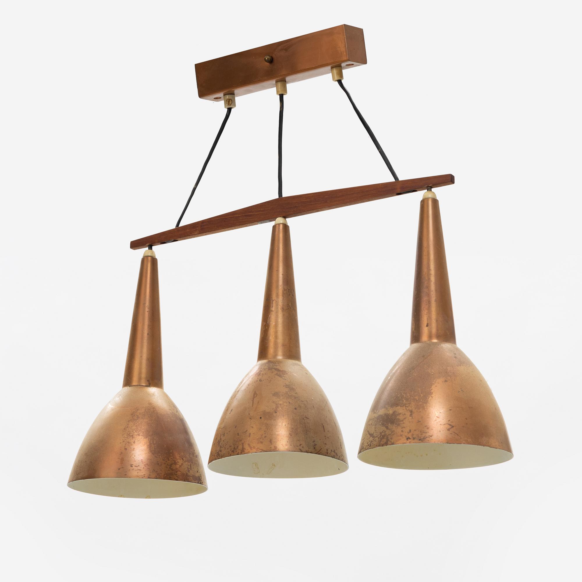 Hans-Agne Jakobsson, a copper ceiling lamp, Hans-Agne Jakobsson AB, Markaryd, Sweden, 1960's.