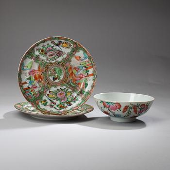 FAT, 2 ST OCH SKÅL, porslin, Kina ca 1900.