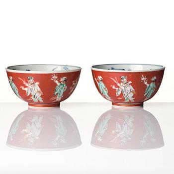 A group of five 'immortals' bowls, Meiji (1868-1912).