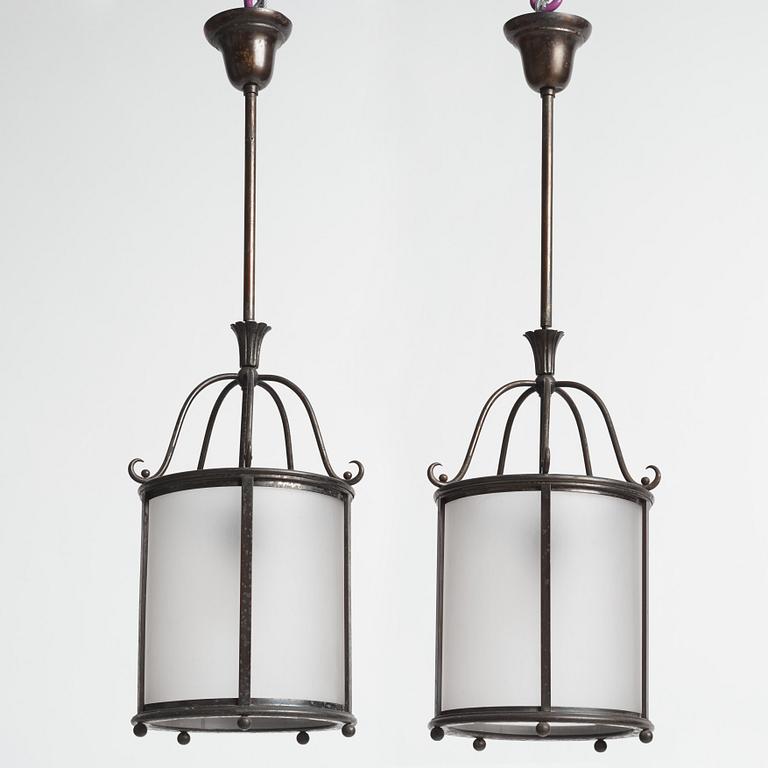 Harald Notini, a pair of ceiling lamps model "6051", Arvid Böhlmarks Lampfabrik, Stockholm, 1920s-30s.