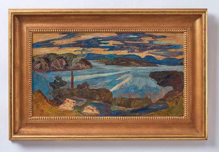 Helmer Osslund, Landscape with mountains and water.