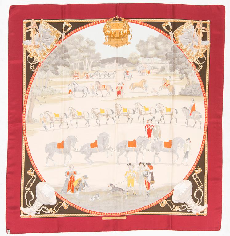 Hermès, a 'Presentation des Chevaux' silk scarf.