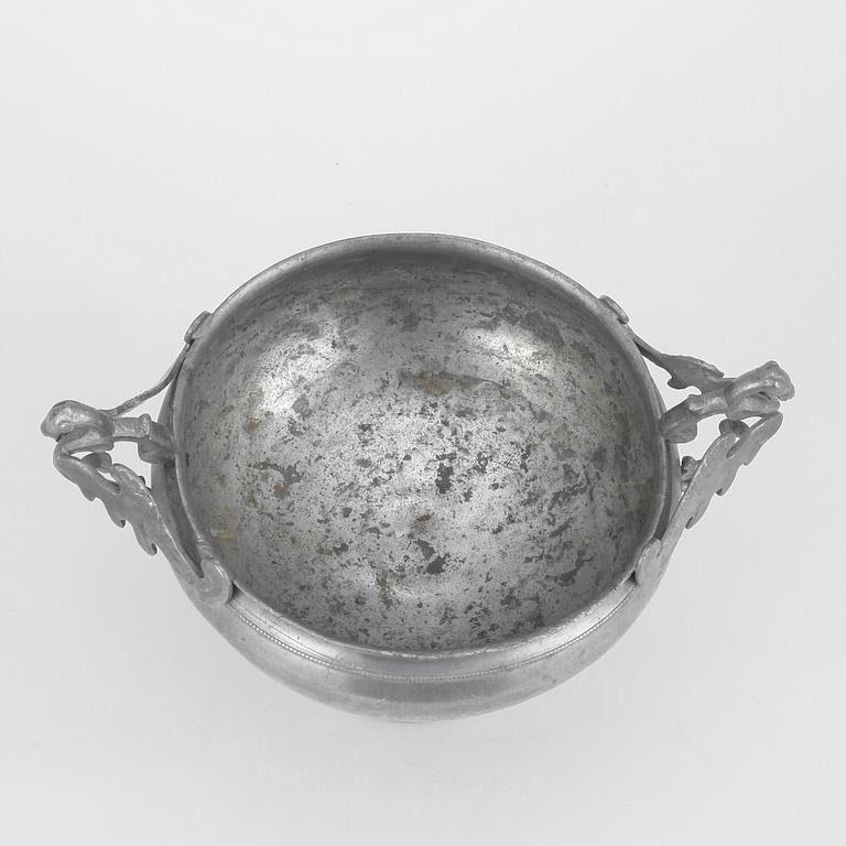 BRÄNNVINSSKÅL, tenn, Gottlob Friedrich Bauman, Hudiksvall 1831.