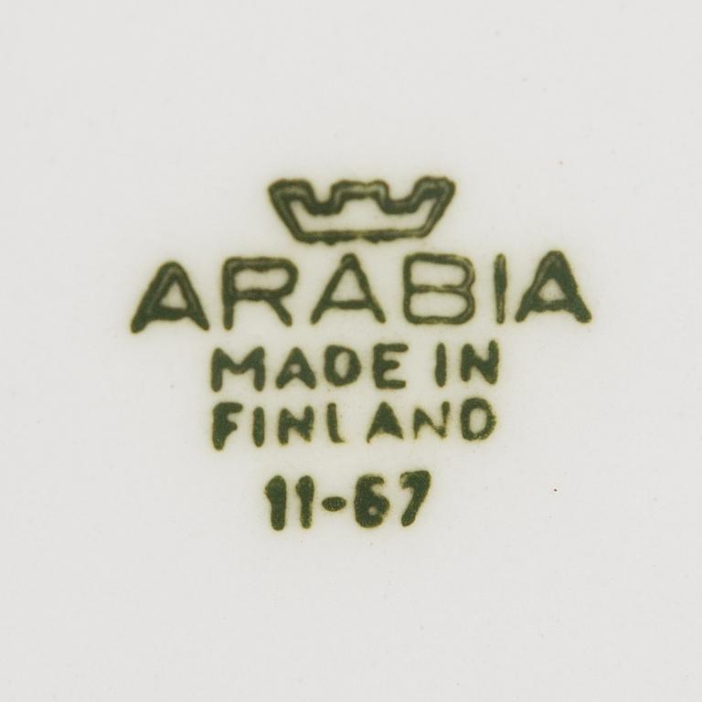 Raija Uosikkinen, Hillopurkkeja/FA-purkkeja, 2 kpl, ja tarjoilualustoja, 3 kpl, "Pomona", fajanssia. Arabia, 1960/70-luku.