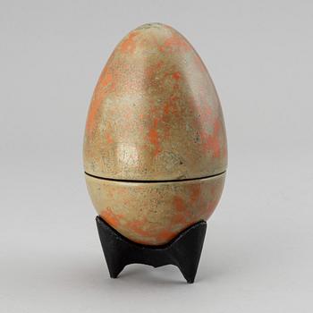 Hans Hedberg, a signed faience egg with stand, Biot, France.