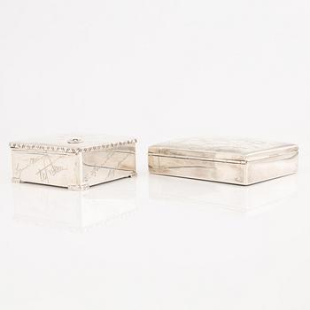 Cigarette cases 2 pcs, silver, CG Hallberg 1925 and 1934.