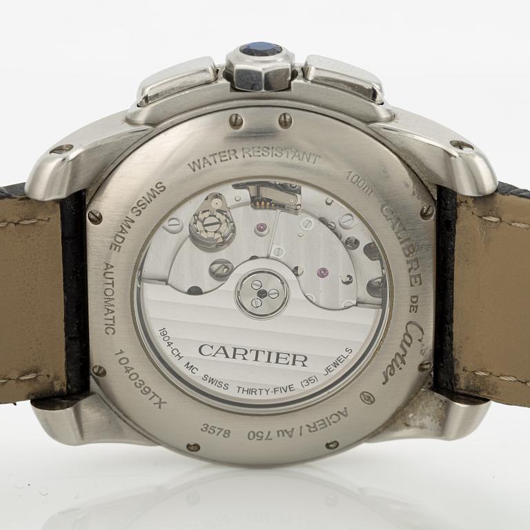 Cartier, Calibre De Cartier, wristwatch, chronograph, 42 mm.