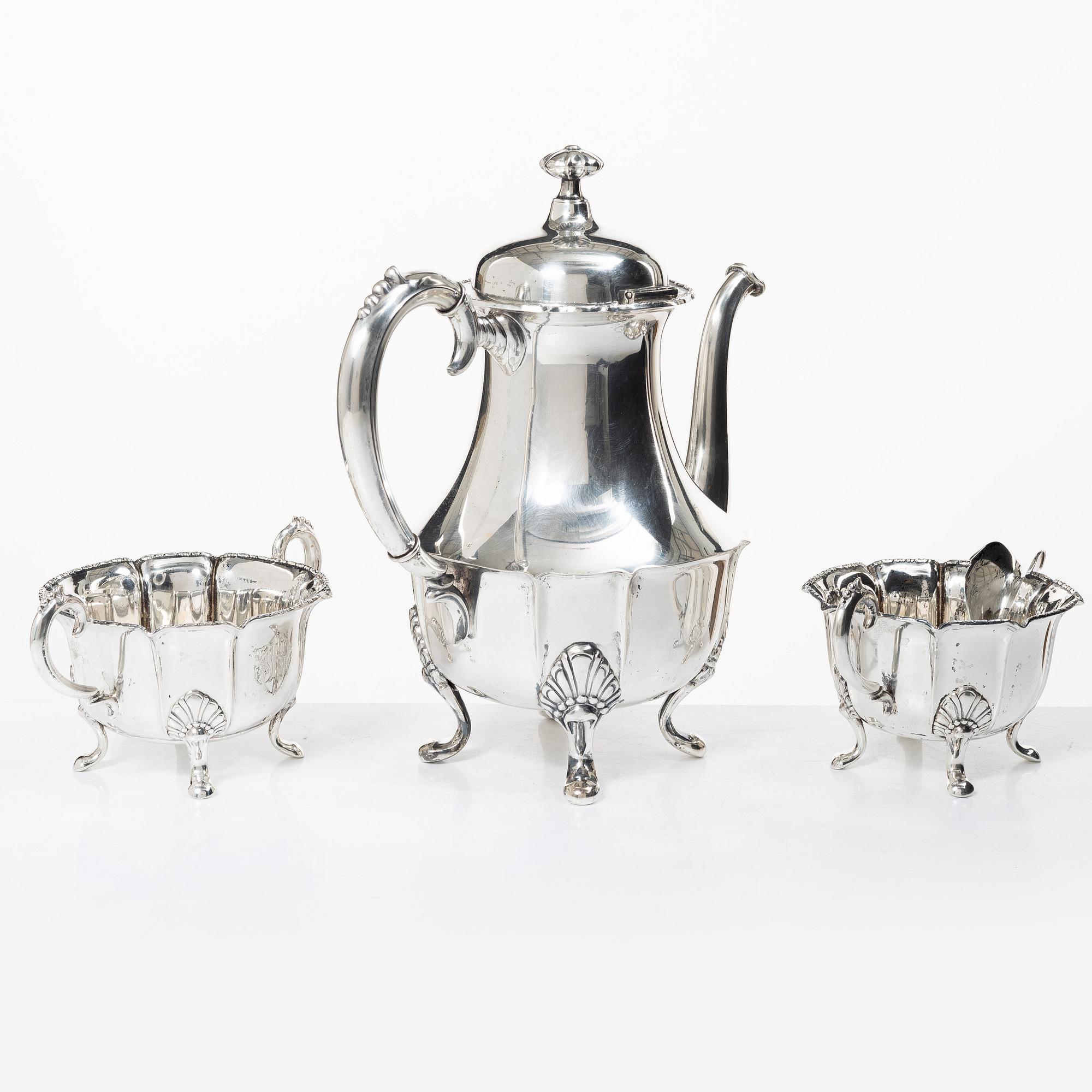 Coffee service, 3 pieces, silver, Dahlström and Co, Örebro 1935.