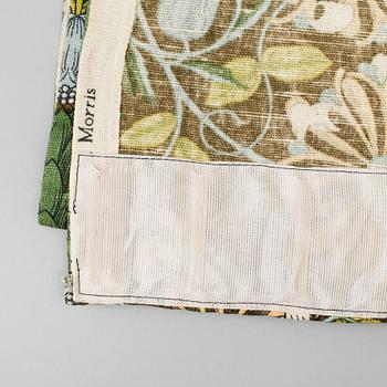 Curtains and tablecloth, including William Morris 'Honeysuckle and Tulip' and 'Chrysanthemum', 20th Century.