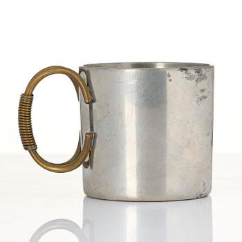 Firma Svenskt Tenn, a pewter and brass cup model "A 2196", Stockholm, 1957.