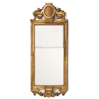 115. A Gustavian giltwood mirror by J. Åkerblad (master in Stockholm 1758-99).