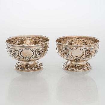 Skålar, ett par, sterling silver M&W Sheffield, 1902.