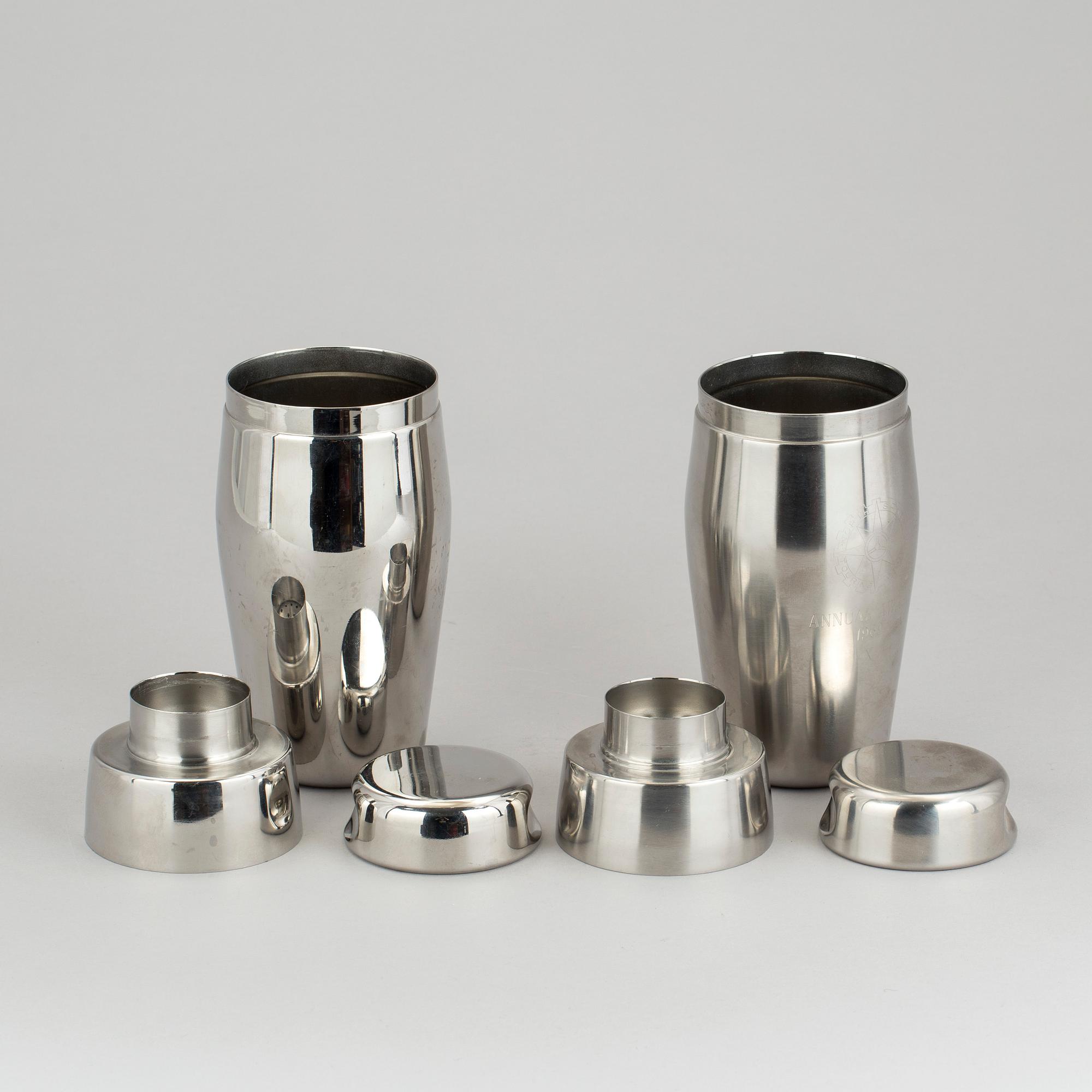 SHAKER, ett par, vitmetall, Alessi, 1900-talets andra hälft.