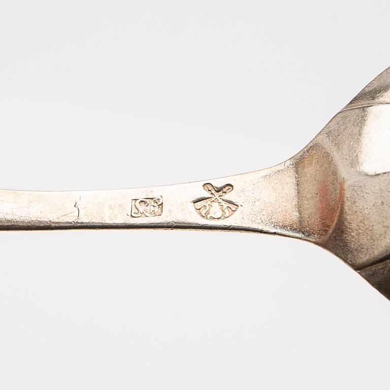 Spoons, 4 pcs, including Carl Fredrik Seseman and Peter Pihl, 18th/19th century.