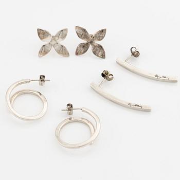 Efva Attling three pair of silver earrings.