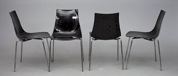 TUOLEJA, 4 kpl, akryyli ja terästä, "Ice Chair" Calligaris, Italia,