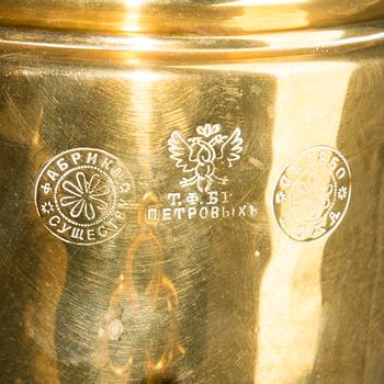 SAMOVAR, mässing, Bröderna Petrov, Tula Ryssland 1850.