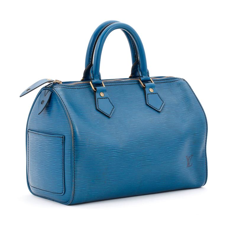 LOUIS VUITTON, a blue epi letaher "Speedy ".
