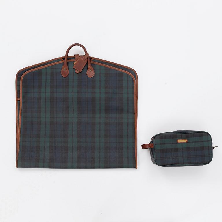 Ralph Lauren, travel wardrobe and toiletry bag.