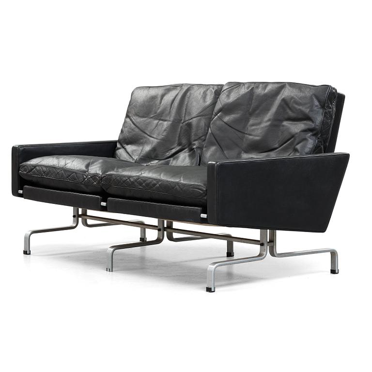 Poul Kjaerholm, a "PK31-2" black leather sofa, edition E Kold Christensen, Denmark 1960's.