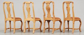 Four Swedish Rococo 18th century chairs.