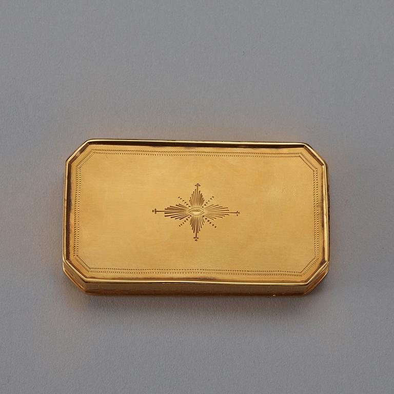 A Swedish early 19th century gold snuff-box, marks of Nils Carlén, Stockholm 1809.