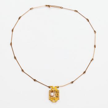Björn Weckström, Halsband "Magisk pärla", 14K guld och odlad pärla. Lapponia 1967.