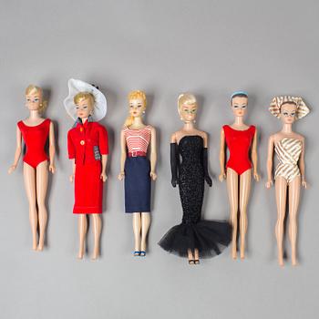 BARBIE OCH HENNES VÄNNER, 11 stycken dockor, Mattel, 1960-tal.