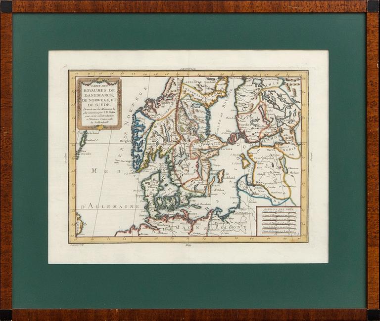 Jean Baptiste Nolin, map hand colored cupper engraving, 1758.
